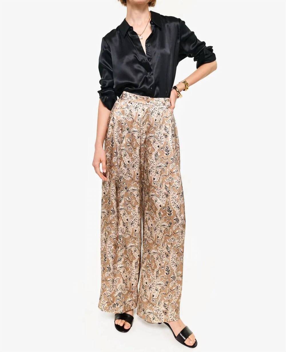 NEW CAMI NYC fabian high rise charmeuse pants in neutral paisley
